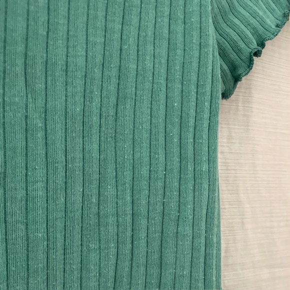 American Eagle Outfitters Ribbed Lettuce Edge Baby Tee Shirt Top - Picture 6 of 6